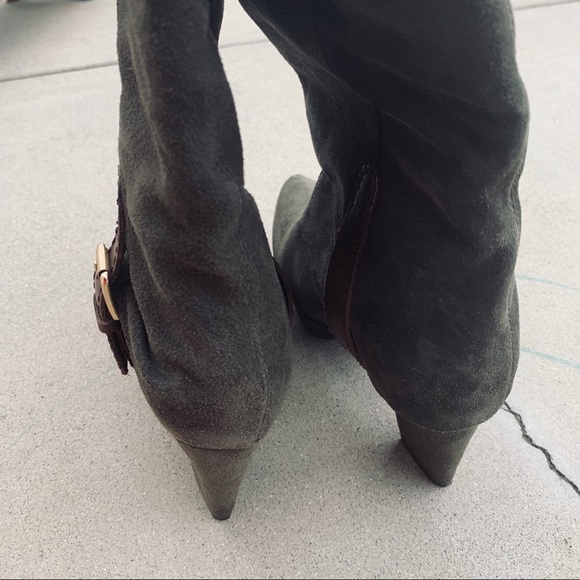 Earthies Lintz gray suede leather stacked heel boot women’s 9.5 - Picture 6 of 7